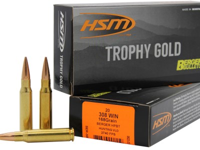 HSM 308168VLD Trophy Gold Extended Range 308 Win 168 gr Berger Hunting VLD Match 20 Per Box/ 25 Case