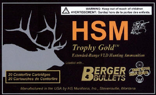 HSM 300RUM168VLD Trophy Gold Extended Range 300 RUM 168 gr Berger Hunting VLD Match 20 Per Box/ 20 Case