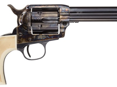 Taylors & Company 555127 Marshal  45 Colt (LC) Caliber with 5.50″ Blued Finish Barrel, 6rd Capacity Blued Finish Cylinder, Color Case Hardened Finish Steel Frame & Checkered White Grip