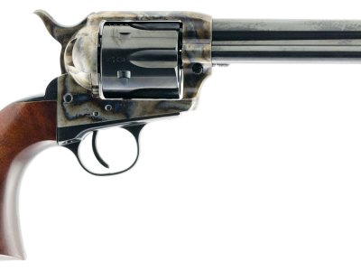 Taylors & Company 550858 1873 Gunfighter 45 Colt (LC) Caliber with 5.50″ Blued Finish Barrel, 6rd Capacity Blued Finish Cylinder, Color Case Hardened Finish Steel Frame & Walnut Army Size Grip