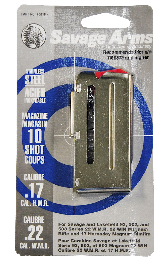 Savage Arms 90019 93 Series  10rd 17 HMR/22 WMR Stainless Steel