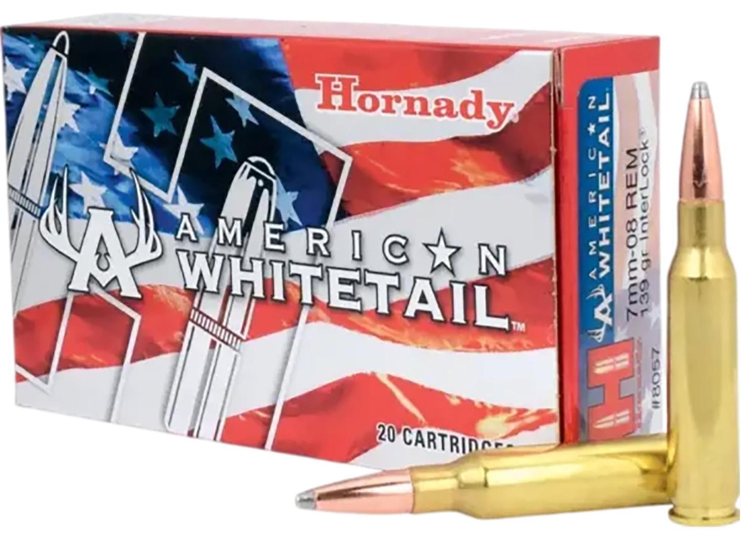 Hornady 8057 American Whitetail  7mm-08Rem 139gr InterLock Spire Point 20 Per Box/10 Case