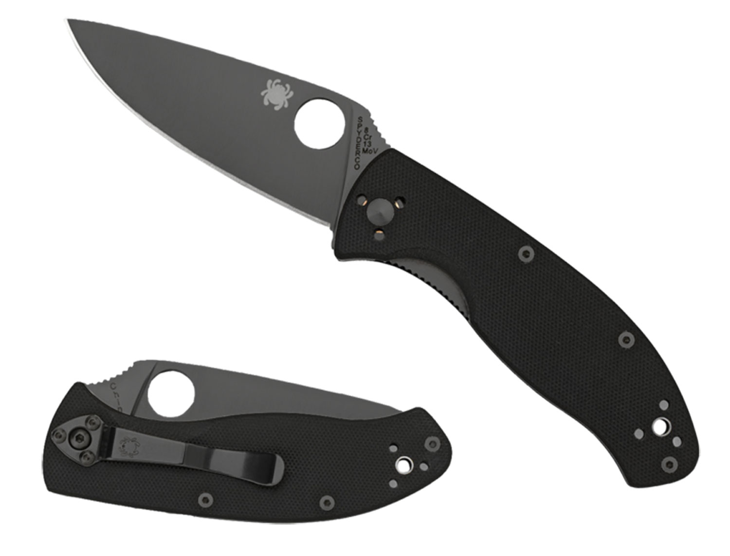 Spyderco C122GBBKPS Tenacious  3.39″ Folding Drop Point Part Serrated Black Matte 8Cr13MoV SS Blade Black  Textured G10 Handle Includes Pocket Clip
