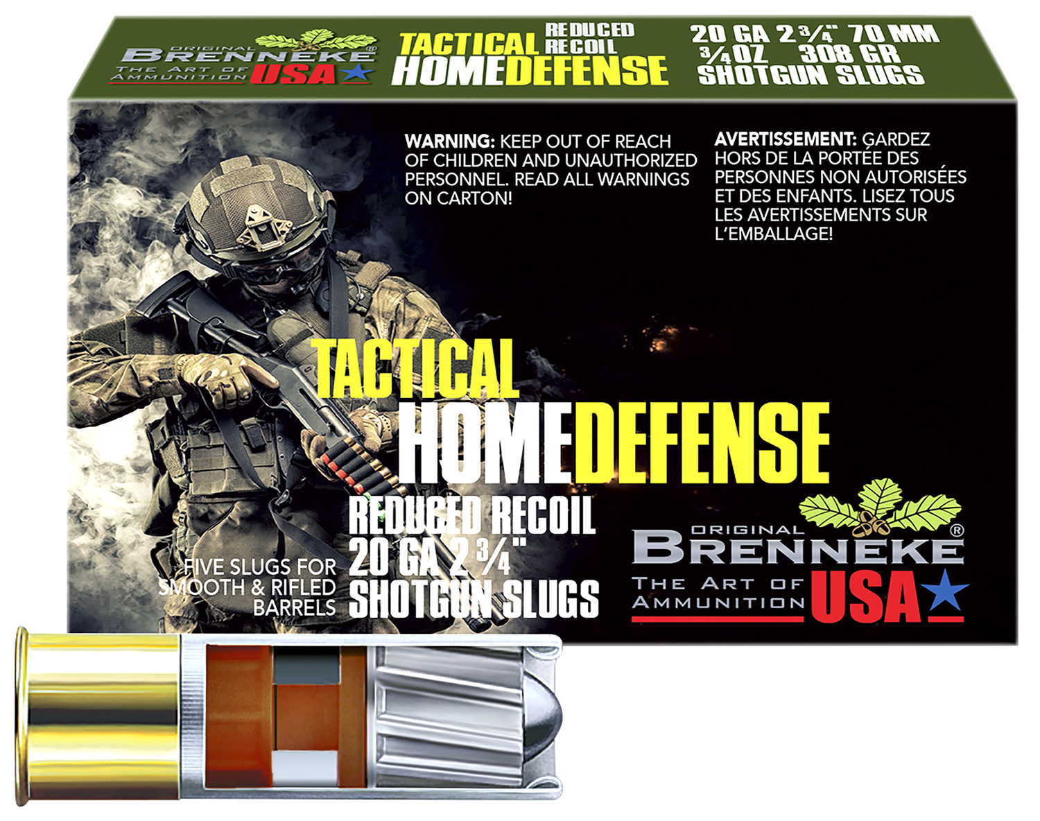 Brenneke SL202THD THD Home Defense 20Gauge 2.75″ 3/4oz Slug Shot 5 Per Box/50 Case