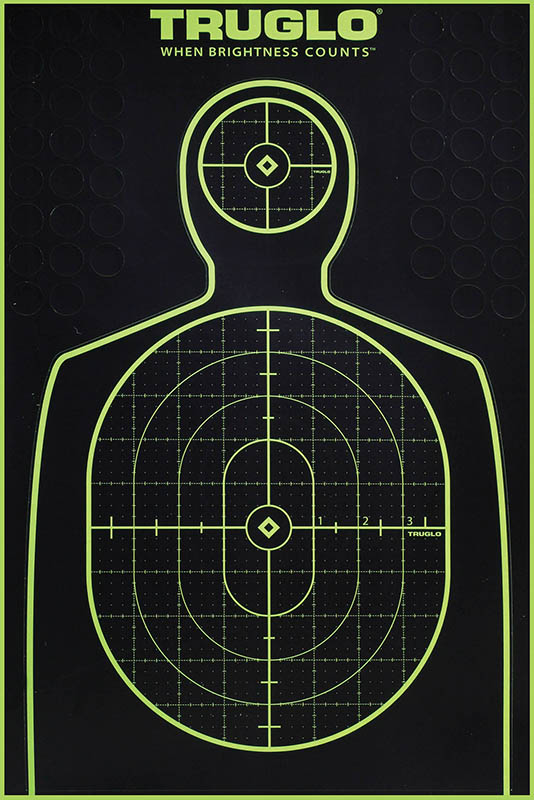 TruGlo TG13A6 Tru-See Handgun Target Self-Adhesive Heavy Paper Black/Green 12″x18″ Silhouette 6 Pack