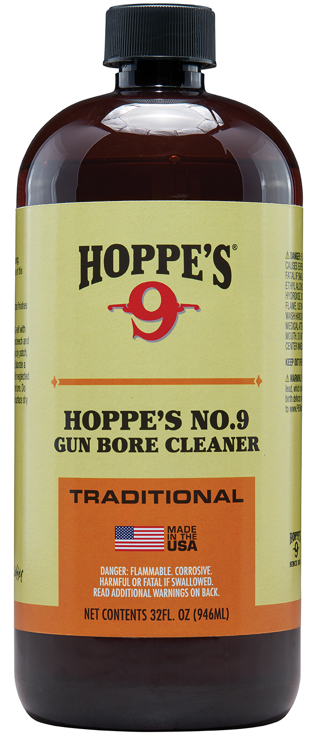 Hoppe’s 932 No. 9 Bore Cleaner Removes Carbon Powder & Lead Fouling Child Proof Cap  1 Quart (32 oz.) Bottle