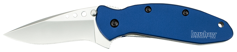 Kershaw 1620NB Scallion  2.40″ Folding Drop Point Plain Bead Blasted 420HC SS Blade Navy Blue Anodized Aluminum Handle Includes Pocket Clip