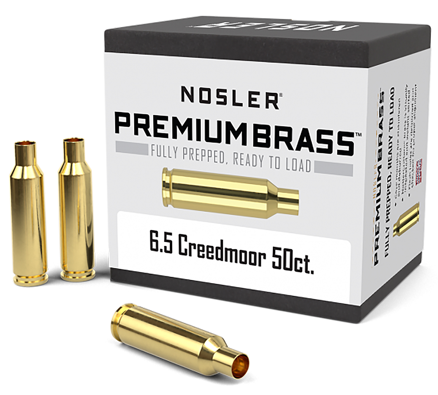 Nosler 44824 Premium Brass Unprimed Cases 6.5Creedmoor Rifle Brass 50/Box
