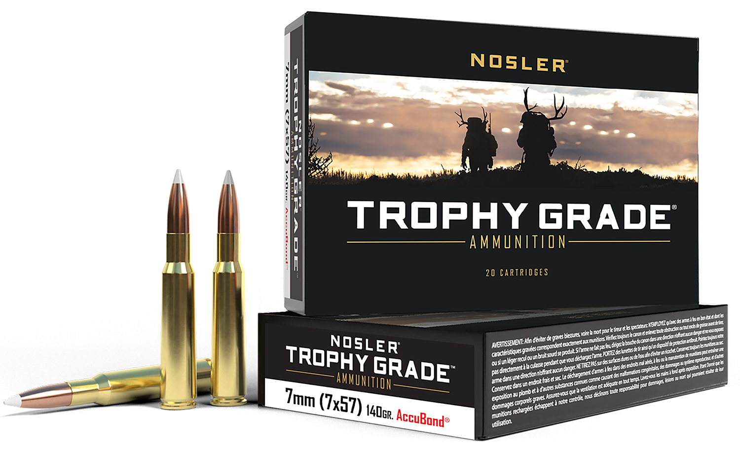 Nosler 47118 Trophy Grade  7x57mmMauser 140gr Nosler AccuBond 20 Per Box/10 Case