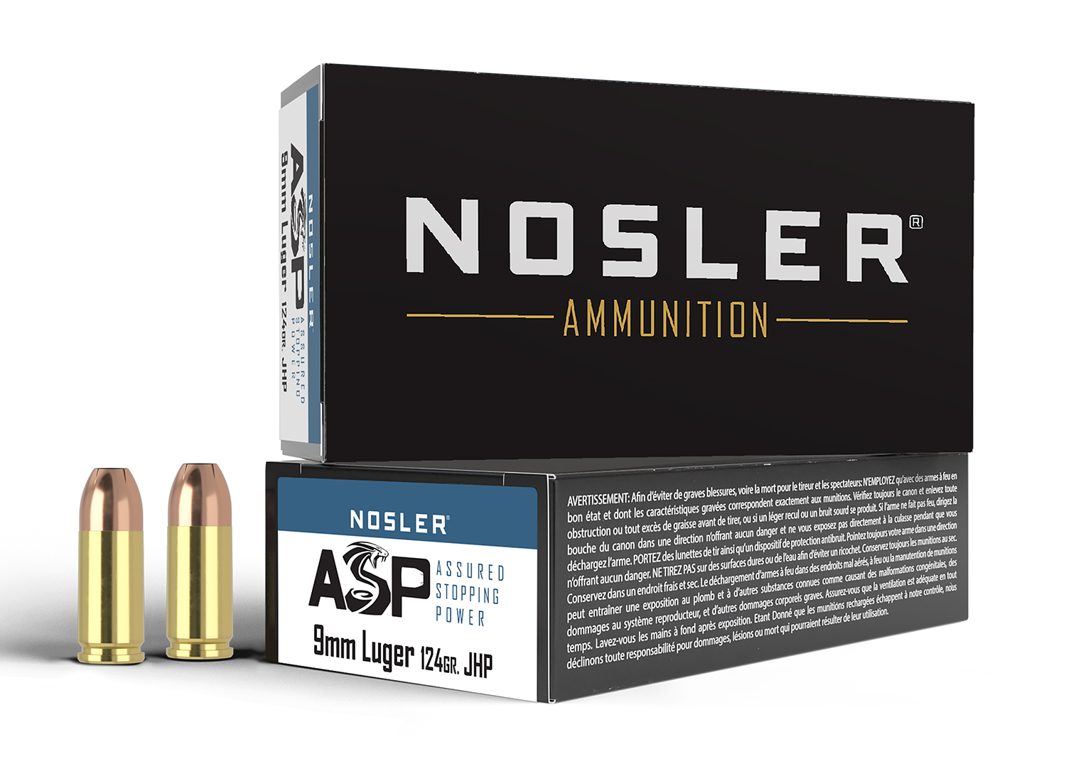 Nosler 51054 Assured Stopping Power Handgun 9mmLuger 124gr Jacketed Hollow Point 50 Per Box/10 Case
