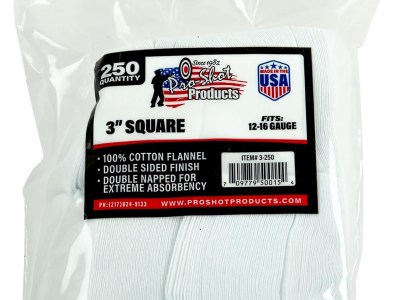 Pro-Shot 3250 Cleaning Patches  12-16 Gauge 3″ Square Cotton Flannel 250 Pack