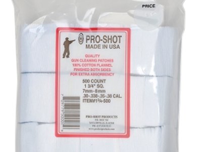 Pro-Shot 134500 Cleaning Patches  .38/ 6mm/ 7mm Cal 1.75″ Square Cotton Flannel 500 Pack