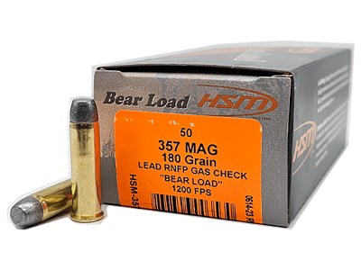 HSM 35718N Bear Load  357 Mag 180 gr Lead Round Nose Flat Point 50 Per Box/10 Case