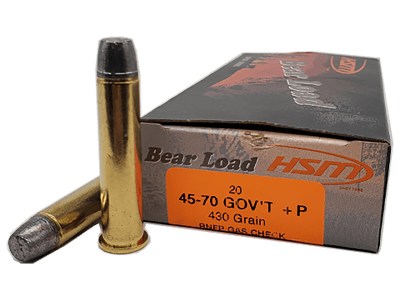 HSM 457012N Bear Load  45-70 Gov 430 gr Round Nose Flat Point 20 Per Box/ 25 Case