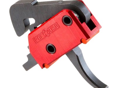 Patriot Ordnance Factory 00457 Drop-In  Single-Stage Curved Trigger with 4.50 lbs Draw Weight & Black/Red Finish for AR-Platform
