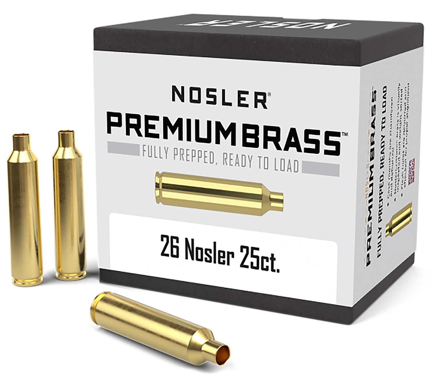 Nosler 10140 Premium Brass Unprimed Cases 26Nosler Rifle Brass 25/Box