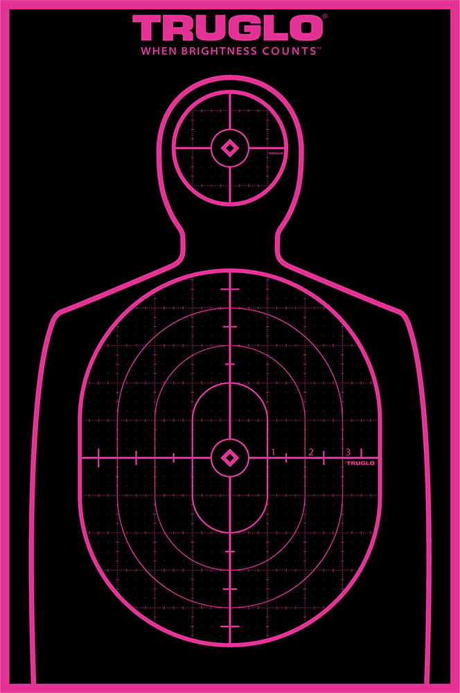 TruGlo TG13P6 Tru-See Handgun Target Self-Adhesive Heavy Paper Black/Pink 12″x18″ Silhouette 6 Pack