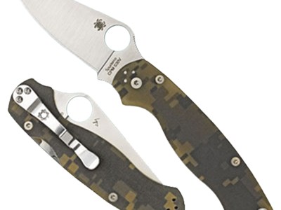 Spyderco C81GPCMO2 Para Military 2  3.45″ Folding Drop Point Plain CPM S45VN SS Blade Camo G10 Handle Includes Pocket Clip