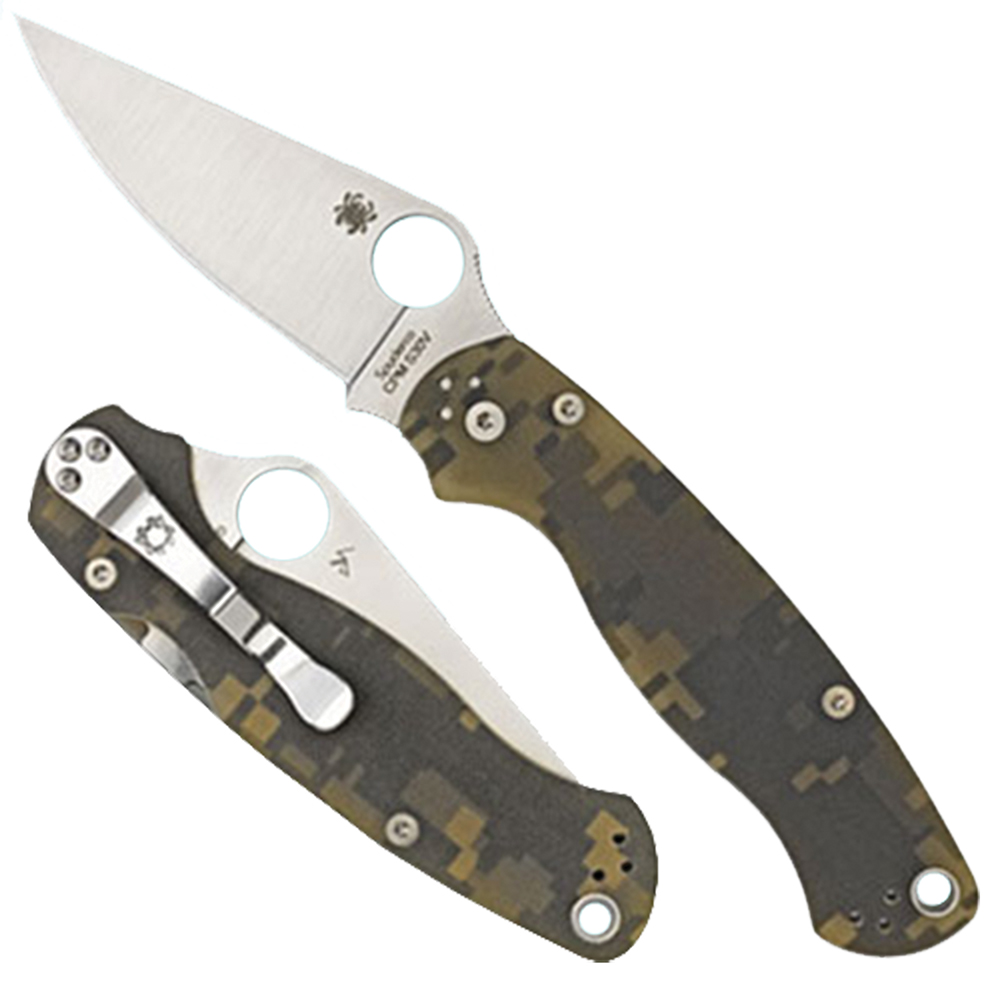 Spyderco C81GPCMO2 Para Military 2  3.45″ Folding Drop Point Plain CPM S45VN SS Blade Camo G10 Handle Includes Pocket Clip