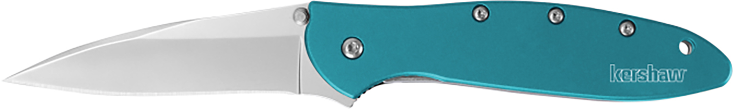 Kershaw 1660TEAL Leek  3″ Folding Drop Point Plain Bead Blasted 14C28N Steel Blade Teal Anodized Aluminum Handle Includes Pocket Clip