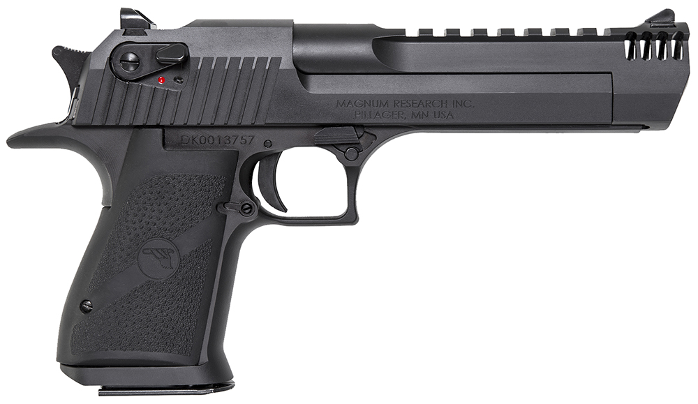 Magnum Research DE50IMB Desert Eagle Mark XIX 50 AE 6″ with Muzzle Brake 7+1 Matte Black Carbon Steel Frame & Slide Black Rubber Grip