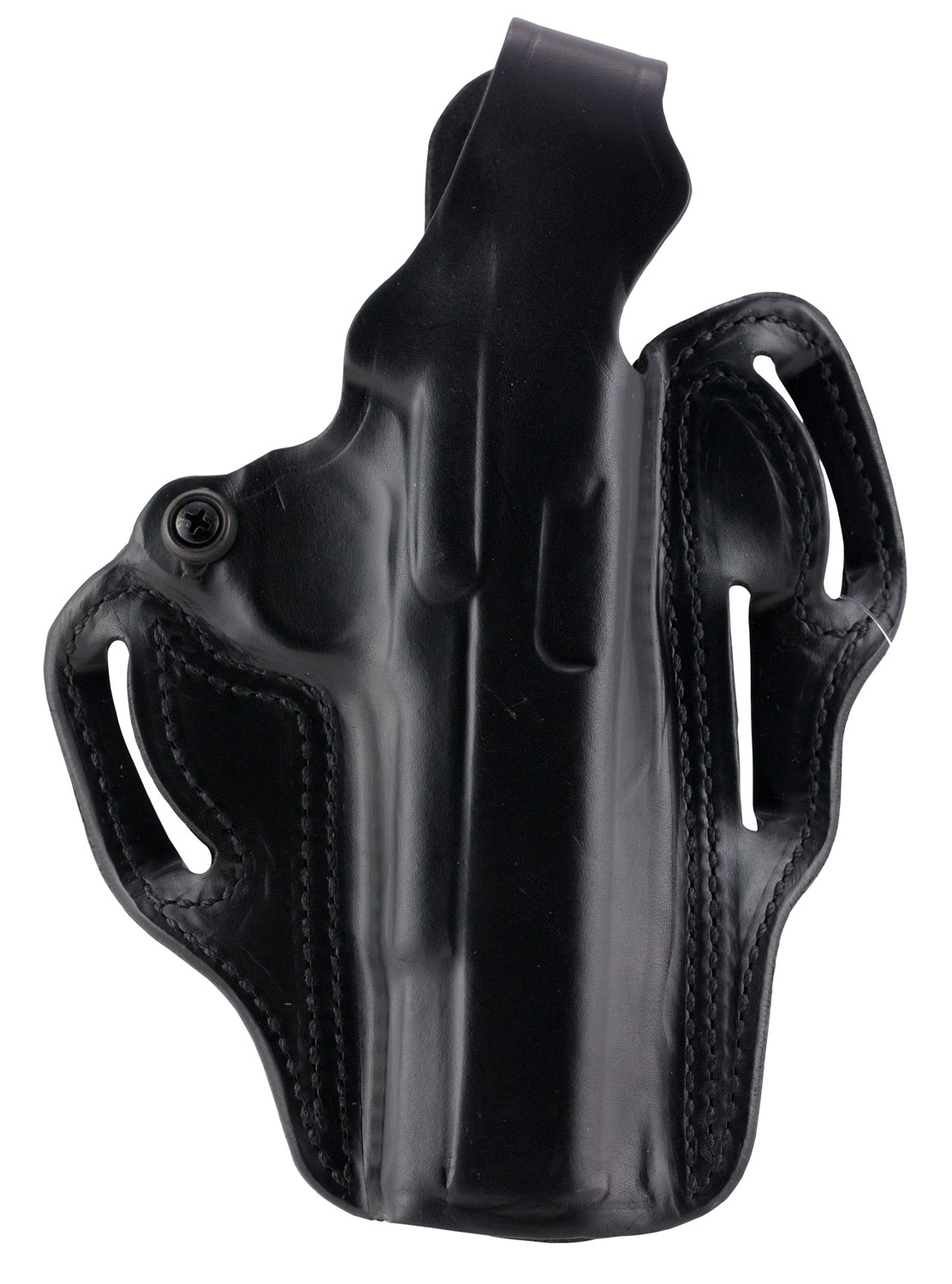 DeSantis Gunhide 001BAB6Z0 Thumb Break Scabbard OWB Black Leather Belt Slide Compatible w/Glock 19/19X Belt 1.75″ Wide Right Hand