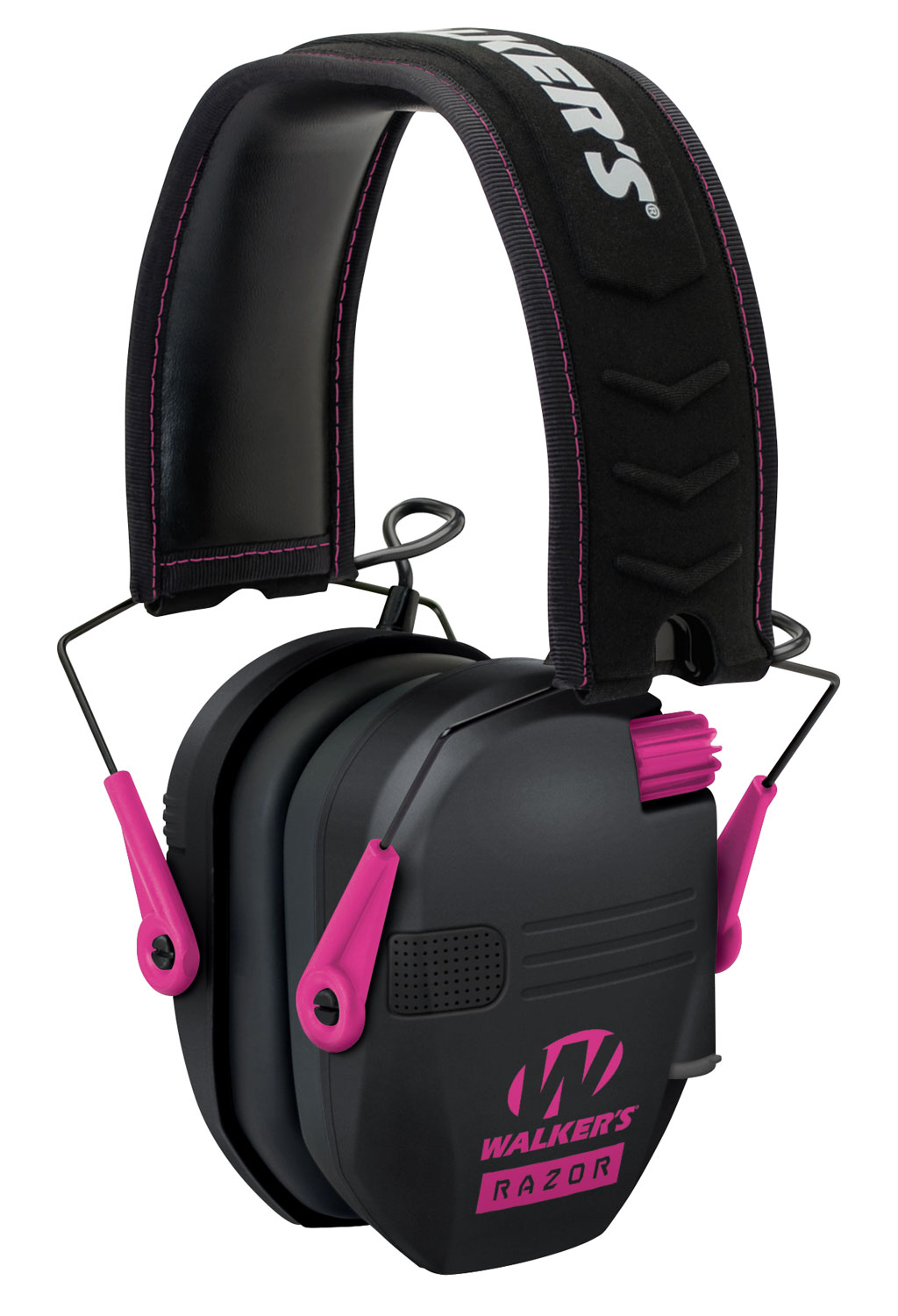 Walker’s GWPRSEMPNK Razor Slim Electronic Muff 23 dB Over the Head Black Polymer w/Pink Accents