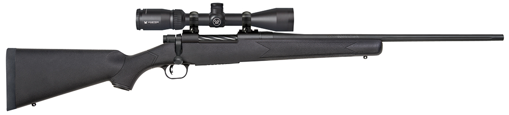 Mossberg 27933 Patriot  308 Win Caliber with 5+1 Capacity, 22″ Fluted Barrel, Matte Blued Metal Finish & Black Synthetic Stock Right Hand (Full Size) Includes Vortex Crossfire II 3-6x40mm Scope