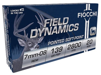 Fiocchi 7MM08B Field Dynamics  7mm-08Rem 139gr Pointed Soft Point 20 Per Box/10 Case