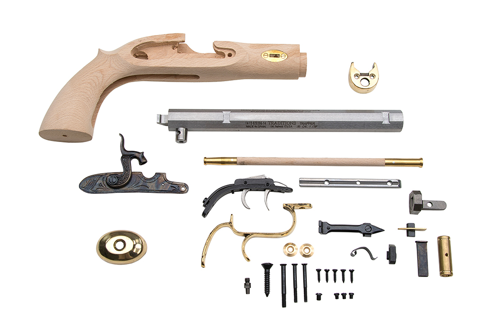 Traditions KPC51002 Trapper Pistol Kit 50 Cal Percussion 9.75″ Blued Octagon Barrel Sidelock Action