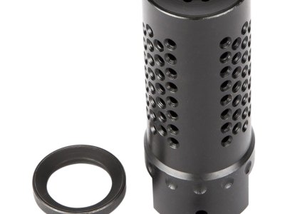 Spikes Tactical SBV1017 Dynacomp Extreme Muzzle Brake Black Nitride 416R Stainless Steel with 1/2″-28 tpi Threads & 2.25″ OAL for 5.56x45mm NATO