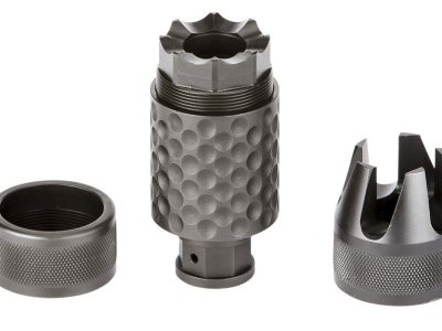 Spikes Tactical SAKB0200 Barking Spider2 Muzzle Brake Black Nitride 4140 Chromoly Steel with 5/8″-24 tpi Threads, 3.75″ OAL & 1.40″ Diameter for 30 Cal