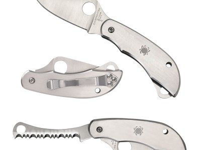 Spyderco C176P&S Clipitool  Silver Stainless Steel Folding 8Cr13MoV SS 4.57″/4.59″ Long Part Serrated Blade Stainless Steel Handle Features Screwdriver/Opener
