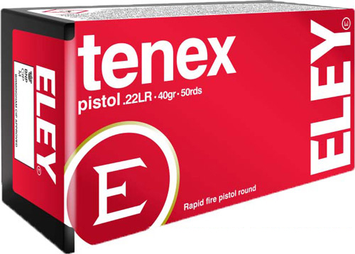 ELEY TENEX PISTOL 22LR 40GR – ROUND NOSE 50RD 100BX/CS