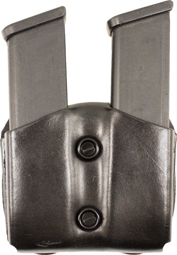 DESANTIS DOUBLE MAG POUCH OWB – LEATHER SINGLE STACK 9/40 BLK