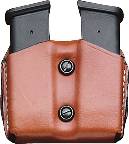 DESANTIS DOUBLE MAG POUCH OWB – LTHR FITS GLOCK 17/19/23/22 TN