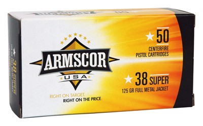 ARMSCOR 38 SUPER 125GR FMJ – 50RD 20BX/CS MADE IN USA