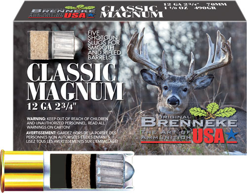 BRENNEKE USA CLASSIC MAG 12GA – 2.75″ 1-1/8OZ SLUG 5RD 50BX/CS