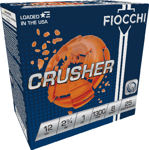 FIOCCHI CRUSHER 12GA 2.75″ – 1OZ #8 1300FPS 250RD CASE LOT