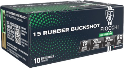 FIOCCHI RUBBER BUCK 12GA 2.75″ – 15-PELLET 10RD 25BX/CS