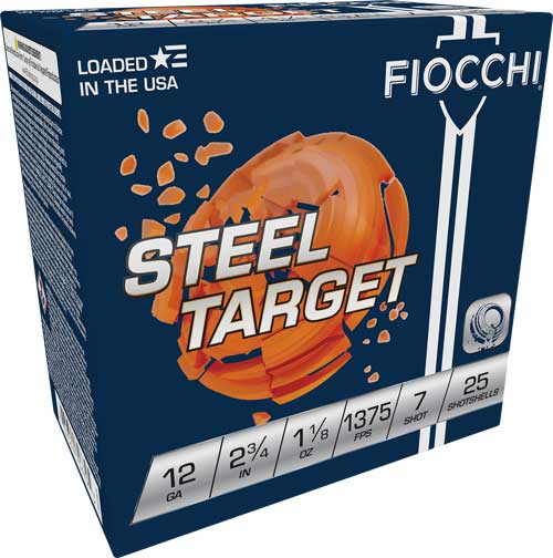 FIOCCHI STEEL 12GA 2.75″ – 1-1/8OZ #7 1375FPS 250RD CASE