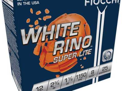 FIOCCHI WHITE RINO 12GA 2.75″ – 1-1/8OZ #8 1150FPS 250RD CASE