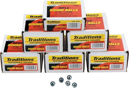 TRADITIONS BULLETS REVOLVER – ROUNDBALL 36CAL .3756 100PK