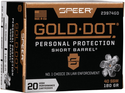 SPEER GOLD DOT 40 SW 180GR – GDHP SHORT BARREL 20RD 10BX/CS