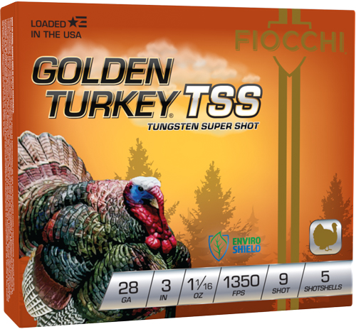 FIOCCHI GOLDEN TURKEY TSS 28GA – 3″ 1-1/16OZ #9 5RD 10BX/CS