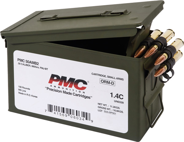 PMC 50 BMG AMMO CAN 660GR – LINKED FMJ-BT 100RD