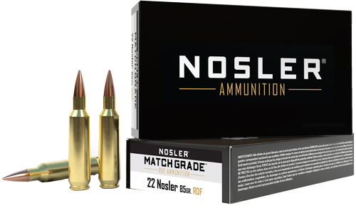 NOSLER MATCH GRADE 22CM – 85GR RDF HPBT 20RD 10BX/CS