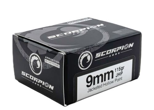 SCORPION 9MM LUGER – 115GR JHP 20RD 10BX/CS