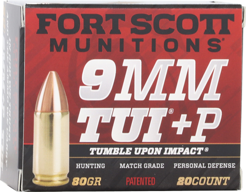 FORT SCOTT 9MM LUGER +P 80GR – TUI SOLID COPPER 20RD 25BX/CS