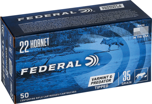 FEDERAL AE 22 HORNET 35GR – TIPPED VARMINT 50RD 10BX/CS
